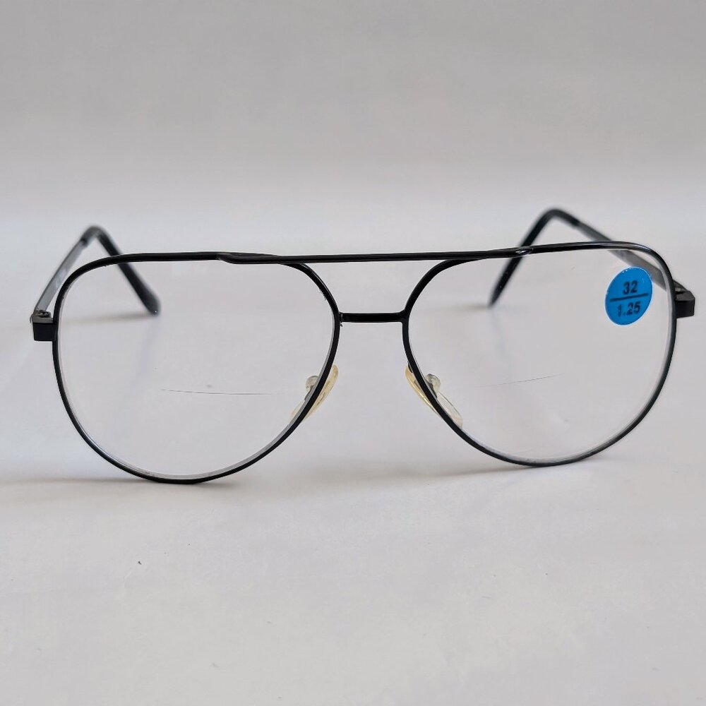 (NWT) Vintage 90's Aviator Metal Bi-Focal Reading Glasses (S. Black)